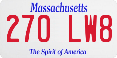 MA license plate 270LW8
