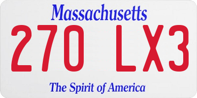 MA license plate 270LX3