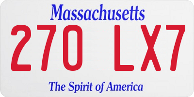 MA license plate 270LX7