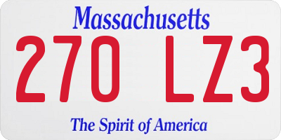 MA license plate 270LZ3