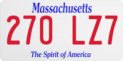 MA license plate 270LZ7