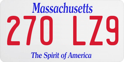 MA license plate 270LZ9