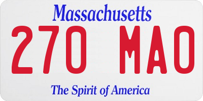 MA license plate 270MA0