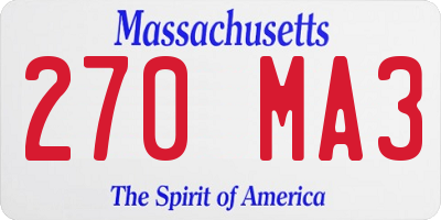 MA license plate 270MA3