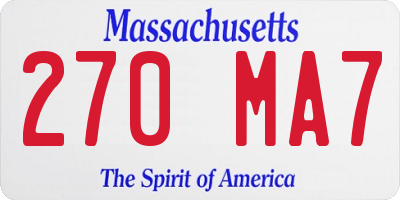 MA license plate 270MA7