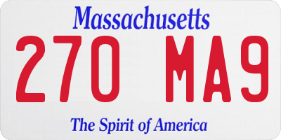 MA license plate 270MA9