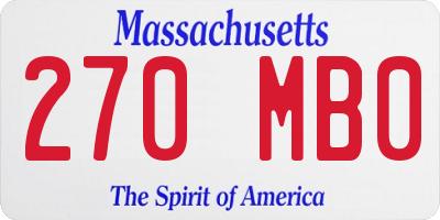 MA license plate 270MB0