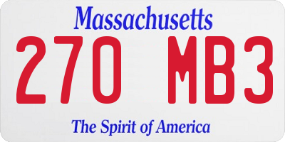 MA license plate 270MB3