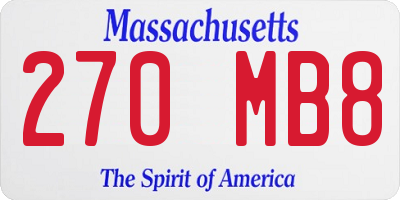 MA license plate 270MB8
