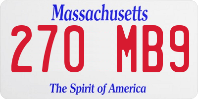 MA license plate 270MB9