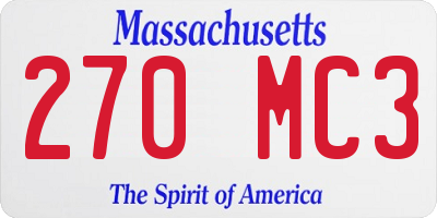 MA license plate 270MC3