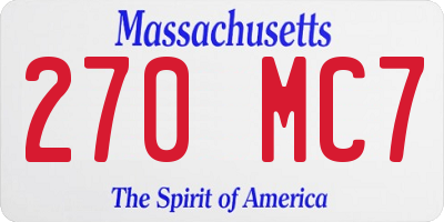 MA license plate 270MC7
