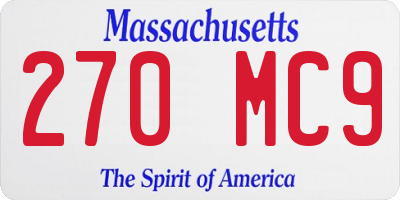 MA license plate 270MC9