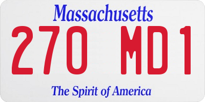 MA license plate 270MD1
