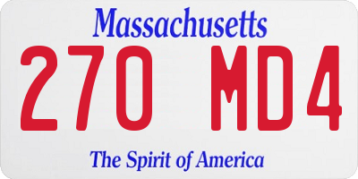MA license plate 270MD4