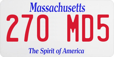 MA license plate 270MD5
