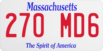 MA license plate 270MD6