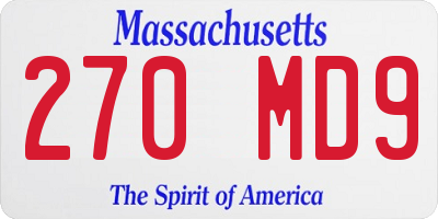 MA license plate 270MD9