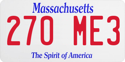 MA license plate 270ME3