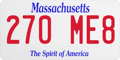MA license plate 270ME8