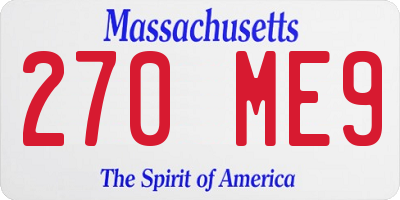 MA license plate 270ME9