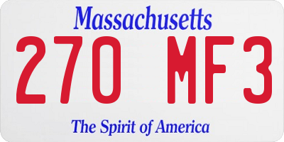MA license plate 270MF3