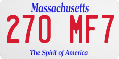 MA license plate 270MF7
