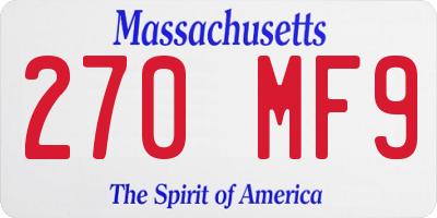 MA license plate 270MF9