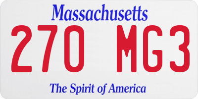 MA license plate 270MG3