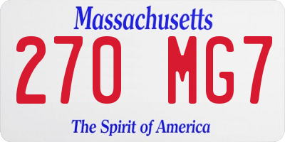 MA license plate 270MG7