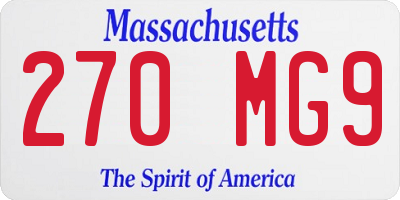 MA license plate 270MG9
