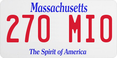 MA license plate 270MI0
