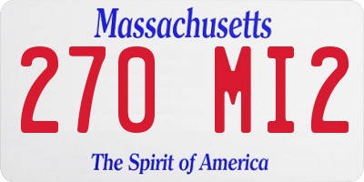 MA license plate 270MI2