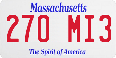 MA license plate 270MI3