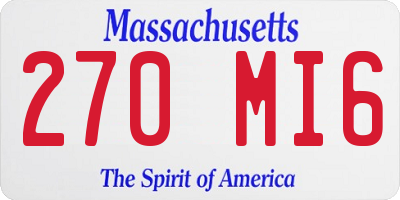 MA license plate 270MI6