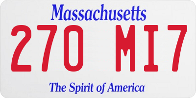 MA license plate 270MI7