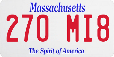 MA license plate 270MI8