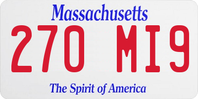 MA license plate 270MI9