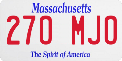 MA license plate 270MJ0