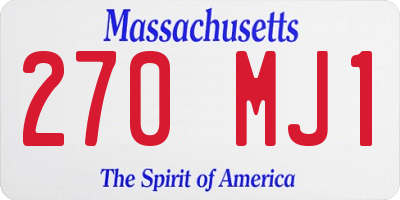 MA license plate 270MJ1