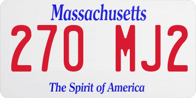 MA license plate 270MJ2