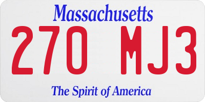 MA license plate 270MJ3
