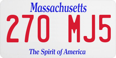 MA license plate 270MJ5
