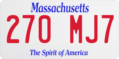 MA license plate 270MJ7