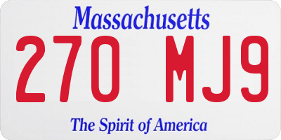 MA license plate 270MJ9