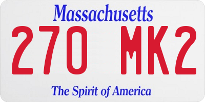 MA license plate 270MK2