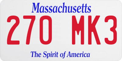 MA license plate 270MK3