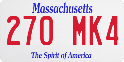 MA license plate 270MK4