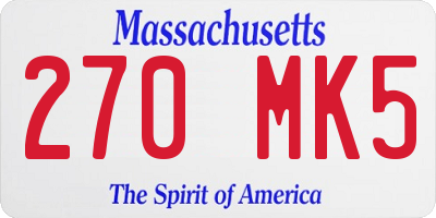 MA license plate 270MK5