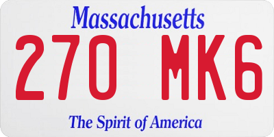 MA license plate 270MK6